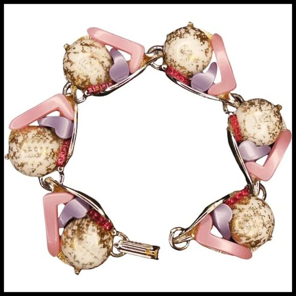 Retro Link Bracelet One of a Kind Abstract Art Collage Recycled Vintage - Picture 2 of 10